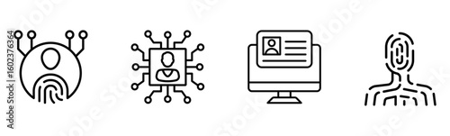Cybersecurity & Identity Management Icons | Biometrics, Data Privacy, and Digital Security Vector Set