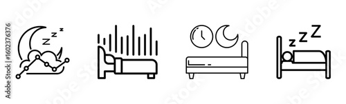 Sleep and Rest Line Icons | Bedtime, Insomnia, and Sleep Tracking Vector Symbols