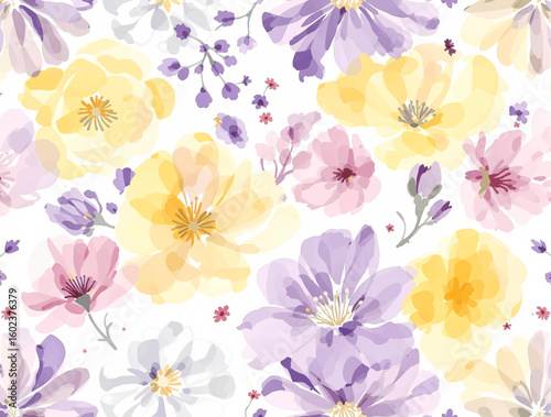 Flower Purple and yellow watercolour background