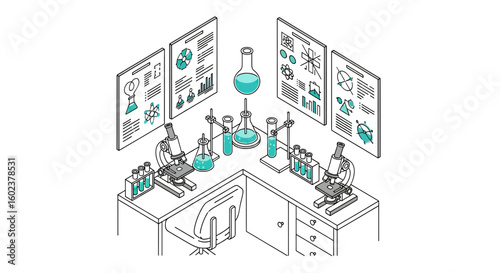 Science laboratory equipment setup for research and experiments