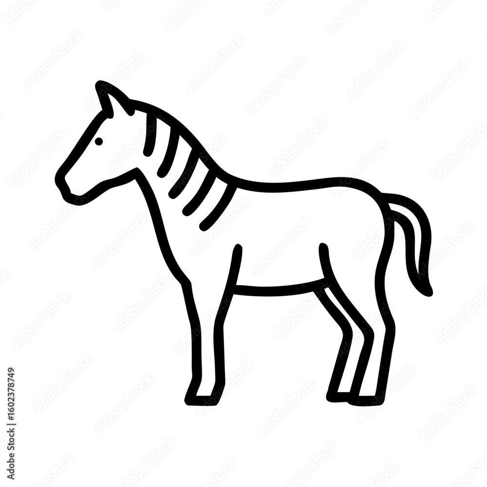 Fototapeta premium Simple line drawing of a zebra in profile view 
