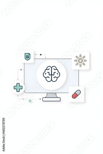 Artificial Intelligence in Healthcare – Medical Technology and AI Integration Illustration