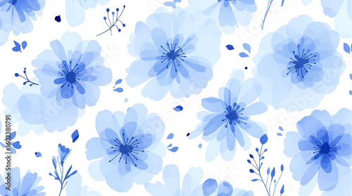 Vibrant Blue Watercolour Cornflower Illustration