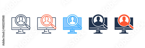 Research icon set multiple style collection