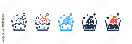 Money Laundering icon set multiple style collection