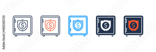 Save Box icon set multiple style collection