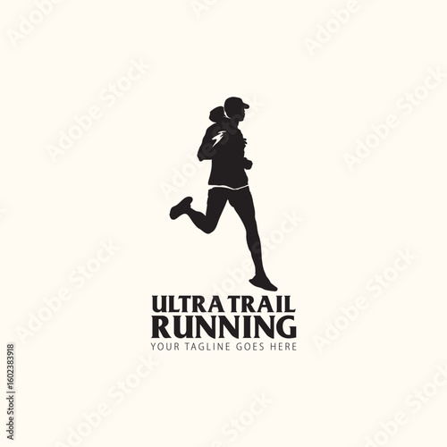 Ultra Trail running logo vector illustration on white background