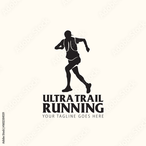 Ultra Trail running logo vector illustration on white background