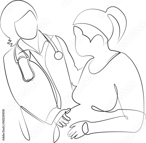 obstetrician examines a pregnant woman