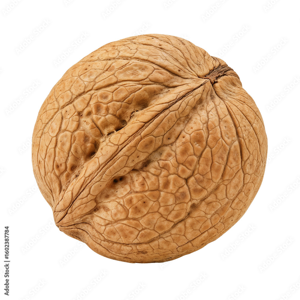 Obraz premium Whole walnut in shell on white background