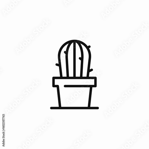 potted cactus plant icon sign vector