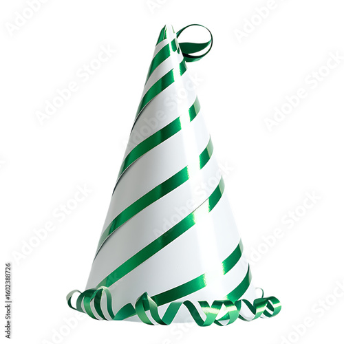 white party hat with color green png