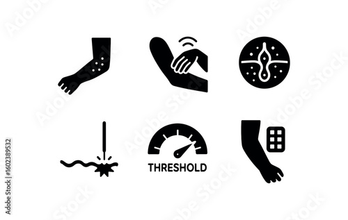 solid icon isolated irritation rash marker irritation itch sensor irritation histamine channel irritation nerve fiber probe irritation threshold gauge irritation patch tester