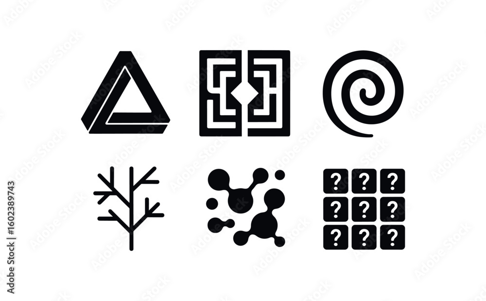 solid icon isolated confusion parado loop confusion mirror maze confusion spiral heli confusion fractal branch confusion disarray cluster confusion riddle matri