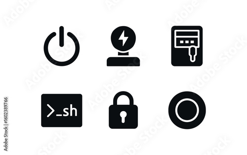 solid icon isolated shutdown power switch shutdown emergency killcode shutdown circuit breaker shutdown terminal command shutdown override lock shutdown button