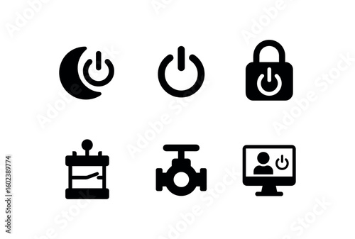 solid icon isolated shutdown sleep mode toggle shutdown system halt instction shutdown safety interlock shutdown master relay shutdown isolation valve shutdown logoff routine