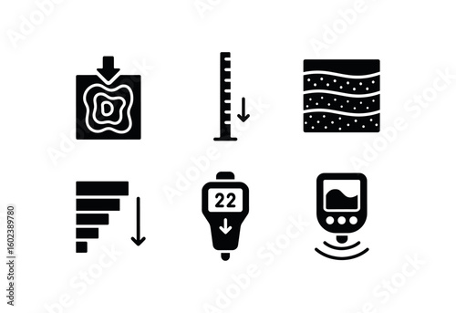 solid icon isolated depth contour chart depth calibration rod depth layer stratigraphy depth concentration gradient depth field meter depth echo generator