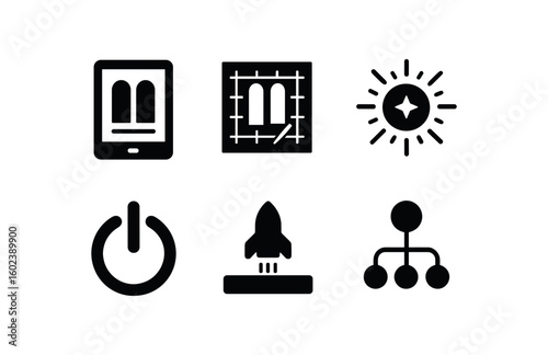 solid icon isolated genesis origin tablet genesis print genesis birth marker genesis startup switch genesis bootstrap loader genesis root node