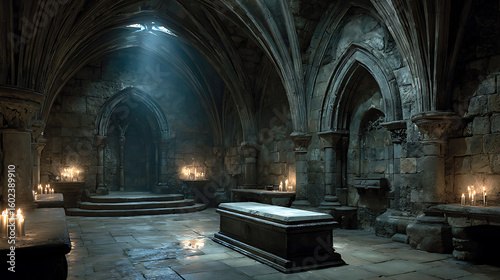Wallpaper Mural Ancient stone crypt with atmospheric lighting and arched ceilings Torontodigital.ca