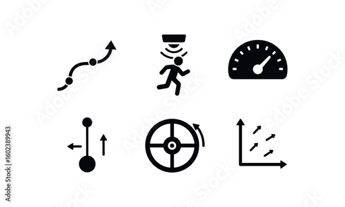 solid icon isolated movement vector path movement motion sensor movement speedometer gauge movement kinematic model movement inertia wheel movement phase plane