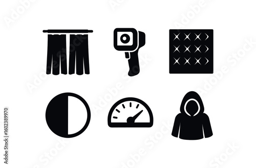 solid icon isolated darkness blackout curtain darkness infra camera darkness absorber panel darkness opacity filter darkness luminescence gauge darkness shadow cloak