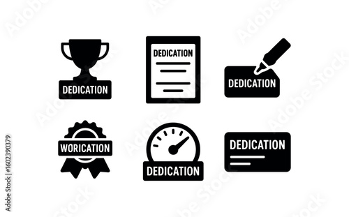 solid icon isolated dedication trophy plaque dedication mission statement poster dedication plaque engraving tool dedication workshop badge dedication commitment meter dedication pledge card