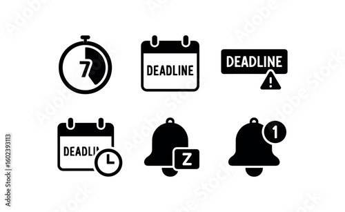solid icon isolated dead countdown timer dead due date calendar dead warning banner dead fiscal timestamp dead snooze button dead notification icon