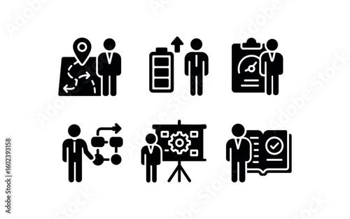 solid icon isolated efficiency epert waste elimination map efficiency epert capacity planner efficiency epert productivity benchmark efficiency epert workflow optimizer efficiency epert