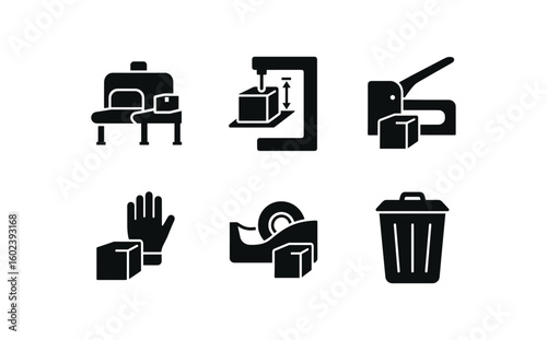 solid icon isolated packaging corner shrink tunnel packaging corner dimension checker packaging corner bo stapler packaging corner safety gloves packaging corner adhesive dispenser