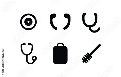 solid icon isolated stethoscope diaphragm stethoscope earpiece cushions stethoscope tu stethoscope chestpiece stethoscope case stethoscope cleaning bsh