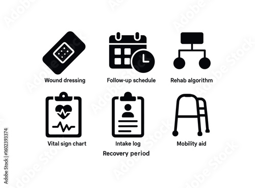 solid icon isolated recovery period wound dressing pack recovery period follow up schedule recovery period rehab algorithm recovery period vital sign chart recovery period intake log