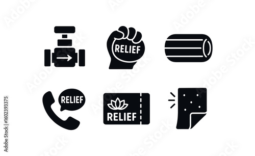 solid icon isolated relief valve release knob relief stress ball toy relief counterstrain bolster relief support hot phone relief spa treatment voucher relief cooling gel sheet