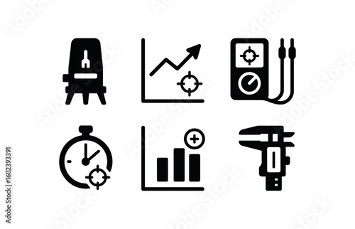 solid icon isolated accuracy laser alignment device accuracy chart protractor accuracy multimeter test lead accuracy time stamp chronometer accuracy batch control chart accuracy digital