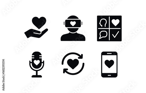 solid icon isolated empathy trigger token empathy VR simulation empathy mapping tool empathic listening microphone empathy feedback loop empathy journaling