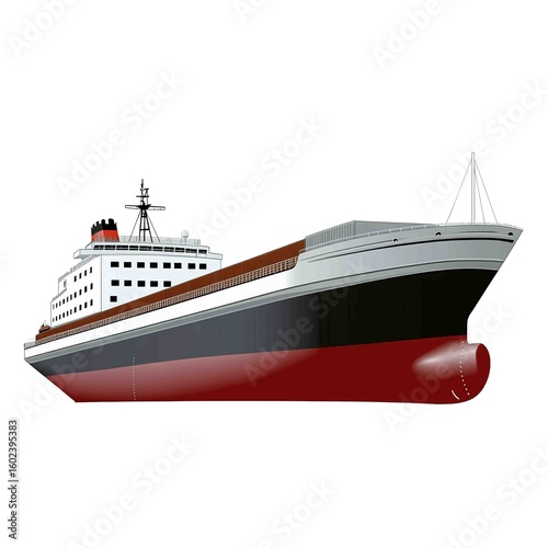 32-bit of Large container ship, in a vector style, isolated white background