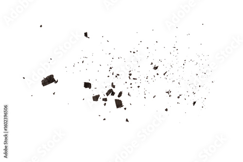 Photos Charcoal particles and fine powder, isolated texture