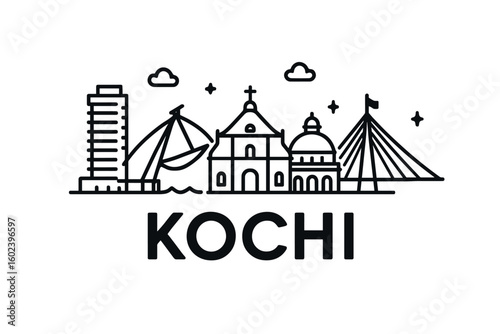 Kochi city skyline with iconic buildings and landmarks
