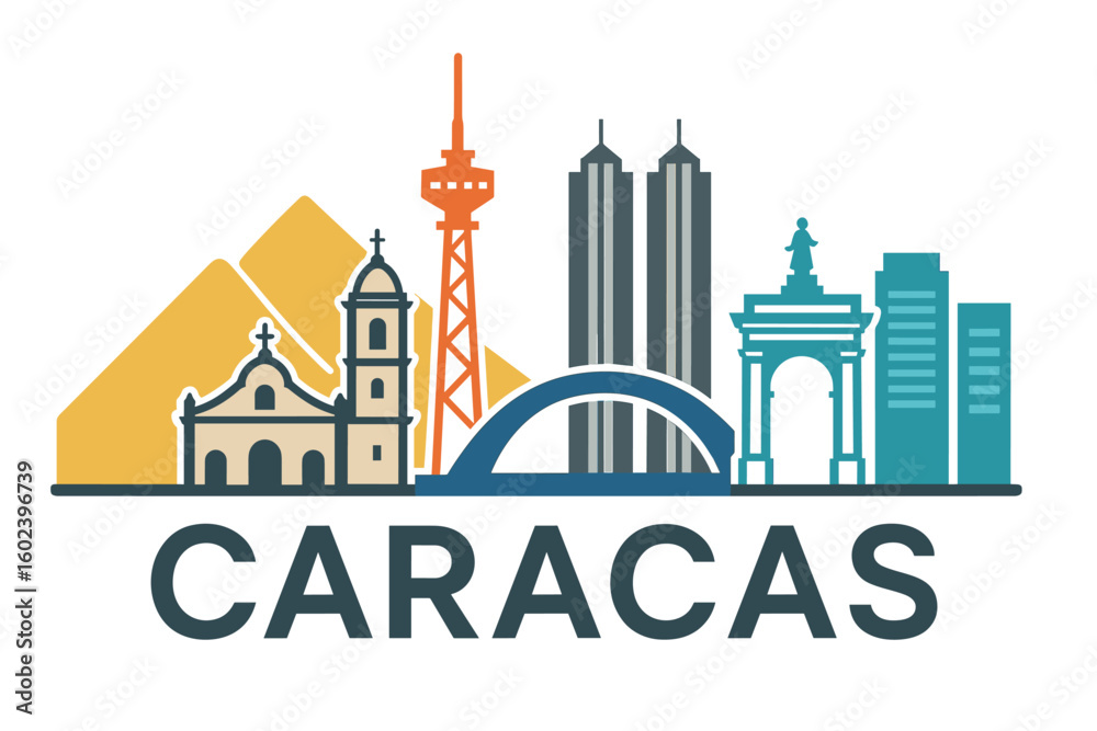Fototapeta premium Caracas city skyline with iconic buildings and landmarks