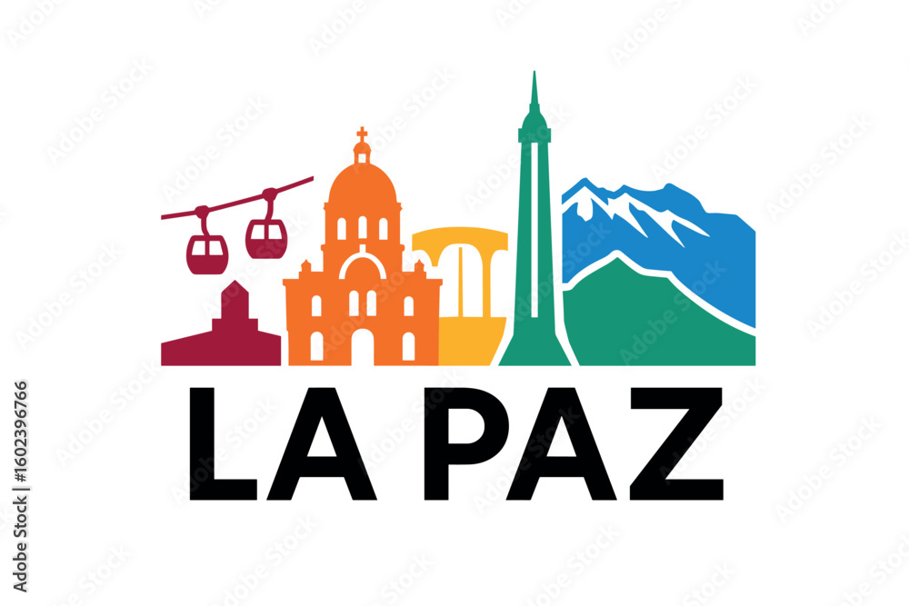 La Paz city skyline with iconic buildings and landmarks La Paz city skyline with iconic buildings and landmarks