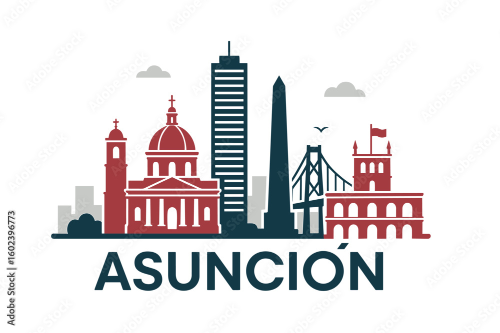 Obraz premium Asunción city skyline with iconic buildings and landmarks