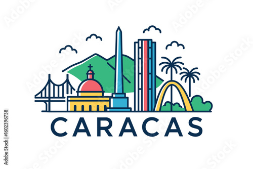 Caracas city skyline with iconic buildings and landmarks