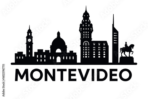 Montevideo city skyline with iconic buildings and landmarks