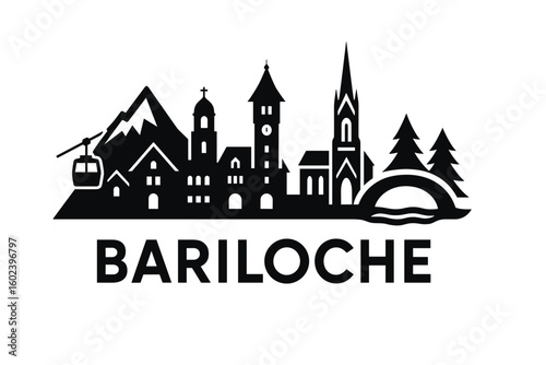 Bariloche city skyline with iconic buildings and landmarks