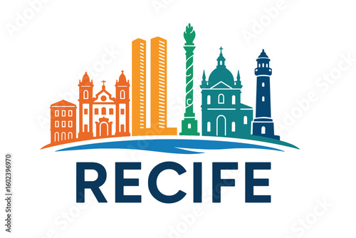 Recife city skyline with iconic buildings and landmarks
