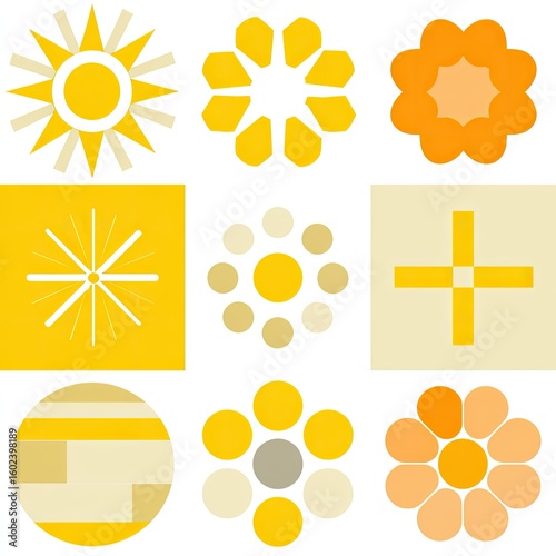 Yellow Floral Geometric Pattern Collection