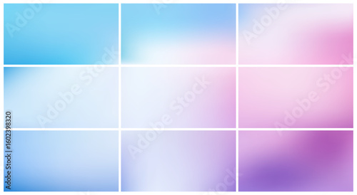 Winter mesh gradient background in soft pastel blue and pink. Abstract watercolor sky with glowing lavender gradation