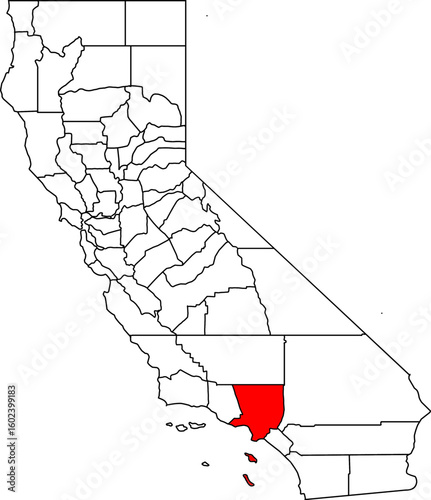 Map of California with Los Angeles County highlighted, ideal for urban, entertainment, and major metropolitan area projects.

