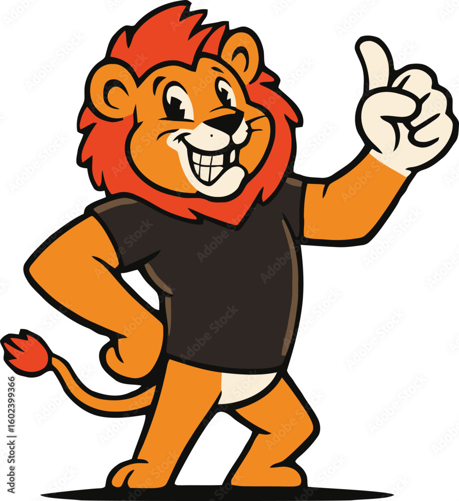 Cheerful orange lion character with thumbs-up gesture Cheerful orange lion character with thumbs-up gesture