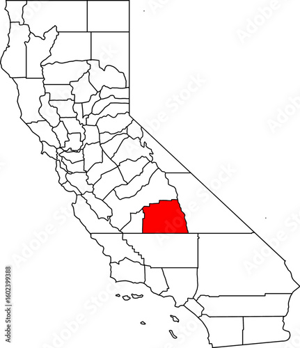 Map of California with Tulare County highlighted, ideal for geographic, agricultural, and national park projects.

