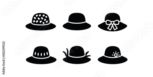 solid icon isolated straw hat weave pattern straw hat UV lining straw hat ribbon bow straw hat crown vent straw hat seaweed fiber straw hat summer